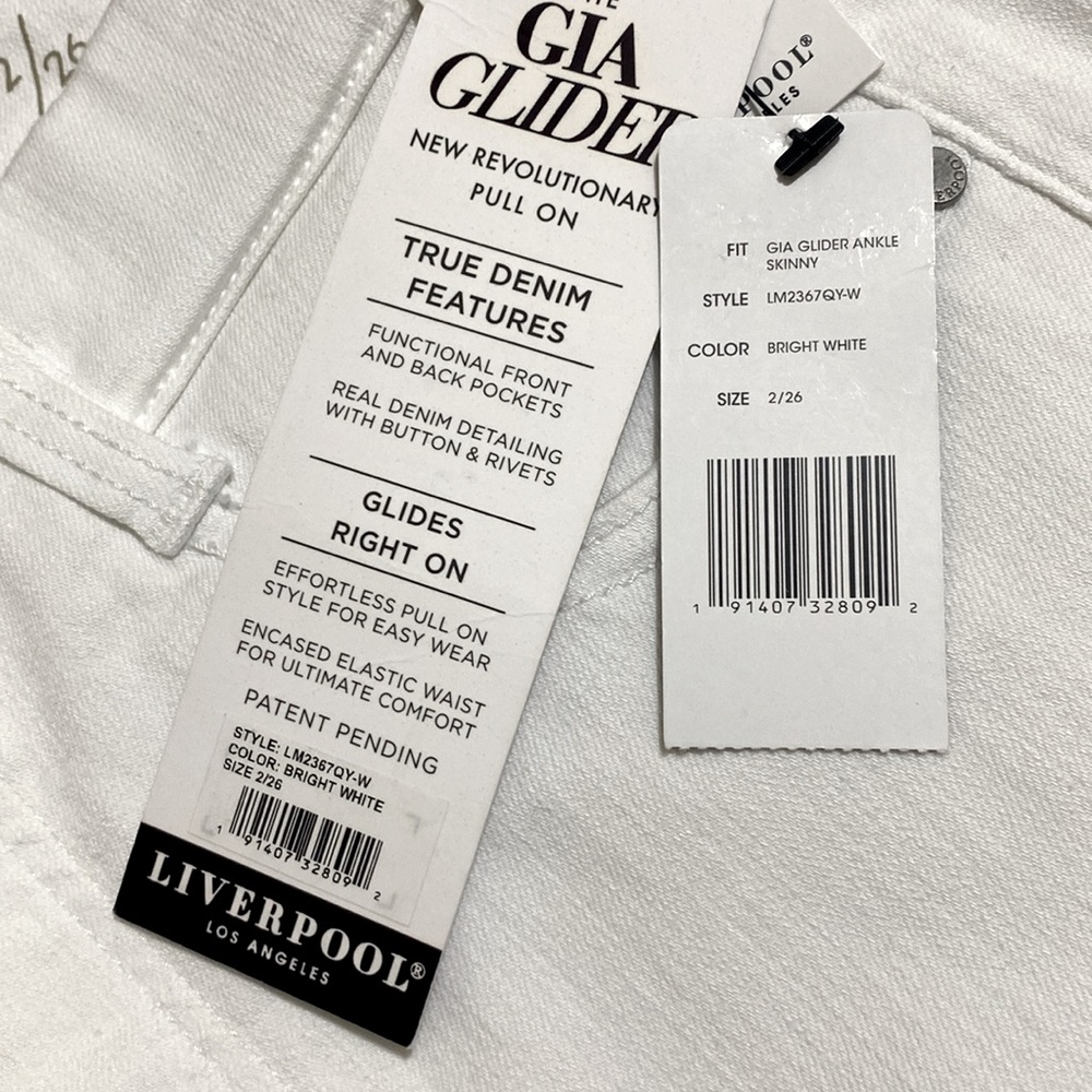 LIVERPOOL Gia Glider The Ankle Skinny Pull-on White Denim Jeans Women's Sz 2/26 - Picture 9 of 9